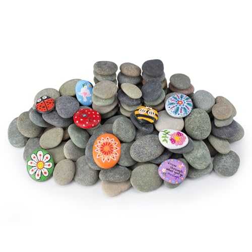 Simetufy 150 Pcs River Rocks for Painting, 2"-3" Painting Rocks, Flat & Smooth Stones Bulk to Paint, Natural Crafts & Art for Kids Adults