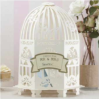 Urne de mariage en forme de cage à oiseaux Couleur crème Style rétro Parfait pour enveloppes, cartons de mariage et cadeaux en argent à l'occasion d'un mariage...