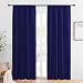 NICETOWN Insulated Curtains Blackout Draperies - Window Treatment Energy Saving Solid Blackout Rod Pocket Curtains/Drapes for Living Room (Dark Blue, 1 Pair,42 by 84-Inch)