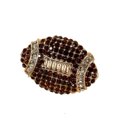 WCRAZYE Rhinestone Football Brooches Pin for Women Girls Men Crystal Sporting American Ball Rugby Lapel Pins Lightweight Accessory Hat Bags Backpacks Sports Team Collection Jewelry Gifts for Fans Cute Ornament Clothing Theme Decoration (Football Brooch)