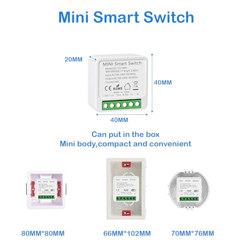 Interruptor WIFI, Interruptor Inteligente WIFI, Mini Smart Switch WIFI Compatible con Alexa,Tuya y Smart Life, Max 16A, 2.4GHz Interruptor Alexa 5 Interruptor Wifi, Interruptor Inteligente Wifi, Mini Smart Switch Wifi Compatible Con Alexa,tuya Y Smart Life, Max 16a, 2.4ghz Interruptor Alexa