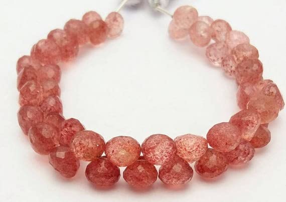 Quartz cerise perle oignon facette 7mm fil pierre rose bijoux DIY