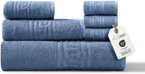nice homeit Handtuch-Set, 6-teilig, 100% Baumwolle, weich und sehr saugfähig, Handtuch-Set für Badezimmer, Gesicht und Bidet in verschiedenen Größen, hergestellt in Italien, Blau