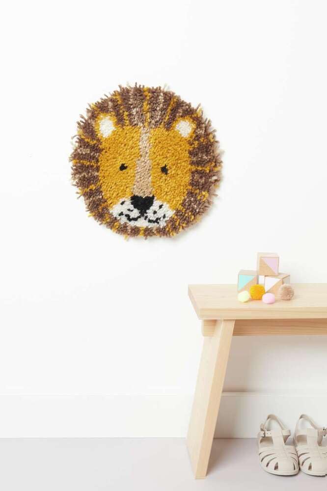 Rico Hooki Hooki, Knüpfset, Löwe, Wandbehang, 28x28cm