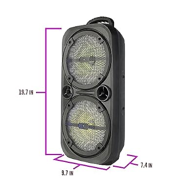 QFX PBX-8008SM TWS Bluetooth 8 Woofers Rechargeable Portable Speakers with AC Adapter and Microphone,Black