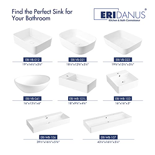 Eridanus 20" X 15" Bathroom Vessel Sink Above Counter Rectangle, Countertop Bathroom Sink Ceramic, Sleek And Contemporary, Glossy White #TOP6