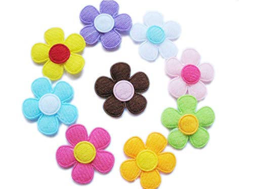 Image of YYCRAFT Pack of 90pcs 1 inch Padded Spring Felt Flower Appliques-9 Colors