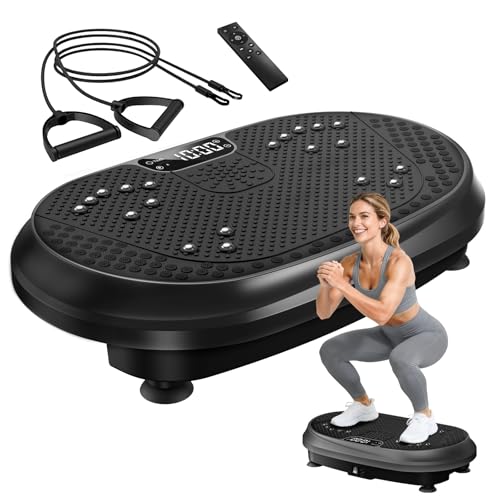 Vibration Plate Exercise Machine, Vibrating Fitness Platform for Lymphatic Drainage, Full Body Shaker Workout Equipment, Bluetooth Power Shaping Vibrate Plate, Board Sport for Home Exercise Gym, Black