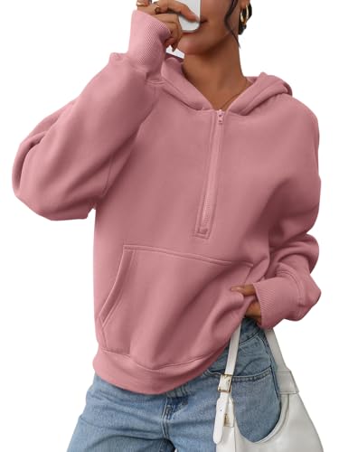 Women’s half-zip hooded sweatshirt cropped pullover