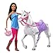 Barbie HCJ53 - Pferd & Puppe Spielset mit Barbie-Puppe (ca. 29 cm, mit dunkelbraunen Haaren), Pferd mit Sattel, Zaumzeug, Zügel und Reiterhelm, Spielzeug Geschenk für Kinder ab 3 Jahren