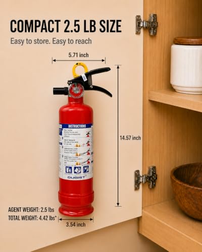 Image of Ougist Fire Extinguisher for Home & Vehicle, 1-A:10-B:C, FF1KG 2.5lb 6 Pack | Dry Chemical Extinguisher Set for Small Home, Car, Garage and Boat Fires with Quick-Release Handle and Compact Storage