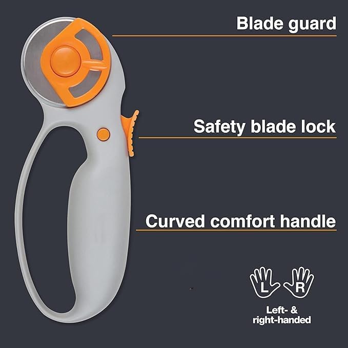 DARKFISH 45mm Rotary Cutter Set with Self-Healing Cutting Mat & Sewing Ruler Classic Loop Handle Ideal for Fabric, Leather, Quilting, and Sewing Projects Precision Crafting Tool(1PCS) 3