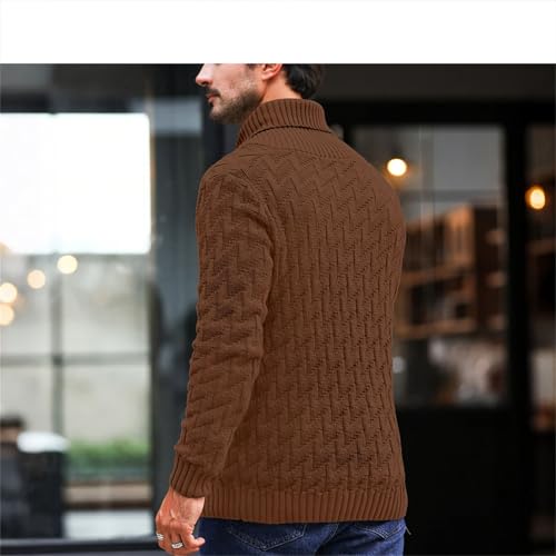 Men's Shawl Collar Pullover Solid Sweater Casual Cable Knit Button-Up Tops4