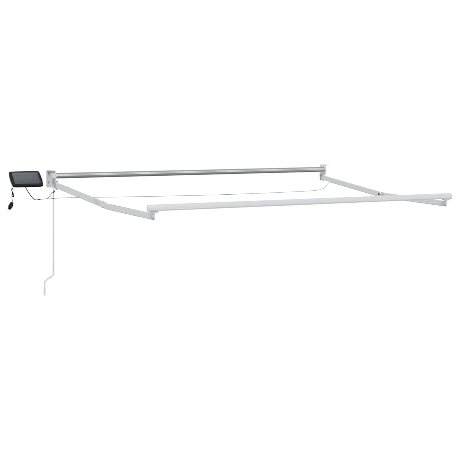 Telaio per tenda da sole in alluminio, bianco, 3 x 2,5 m, con manovella manuale e luci LED integrate, struttura solida per tettoia della terrazza, pannello solare incluso