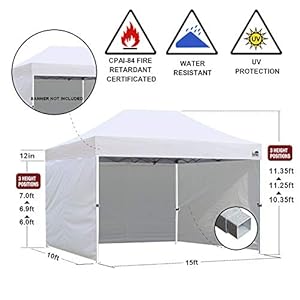 Eurmax usa 10×15 pop up canopy tent commercial instant canopies with 4 removable zipper end side walls and roller bag bonus 4 sandbagsnavy blue  urban country home decor