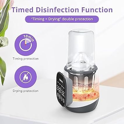 400W Fast Baby Bottle Heater, 7-in-1 Bottle Heater for Breast Milk and Formula, Food Jar, Breast Milk Bag, Timer, BPA-Free, Intelligent Accurate Temperature Control and LCD Display, 24 Hours Constant