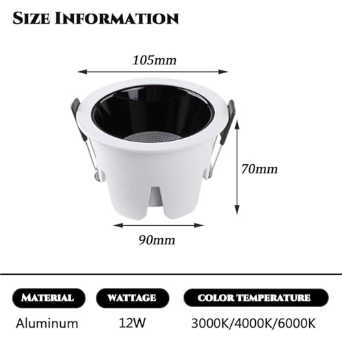CRI90 de 90mm downlight empotrable con acabado de aluminio premium 2