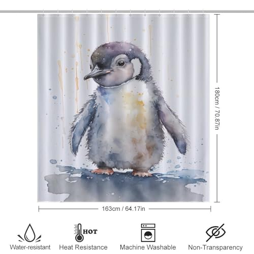 Rideau de douche style art moderne pingouin en polyester imperméable - 3