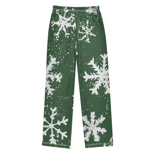 Snowflakes Boys Long Pants Soft Trousers Elastic Waist Kids Lounge Bottoms with Pockets S-XL2