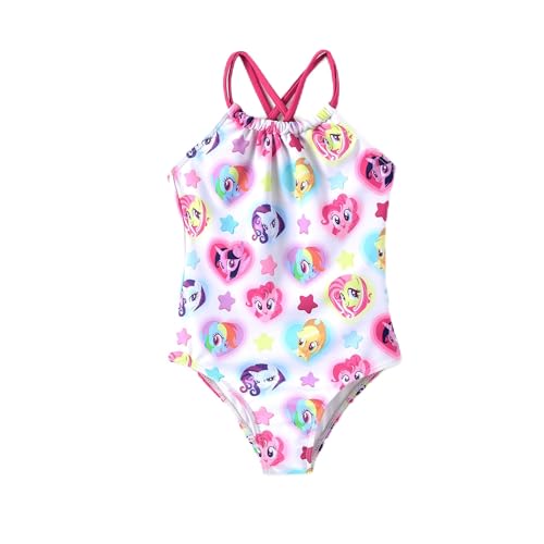 Image of My Litle Pony One Piece Swimsuit Pony Print Off-Shoulder Ruffle Summer Swimwear Beach Pool Kids, Pink, 2‑9 Years