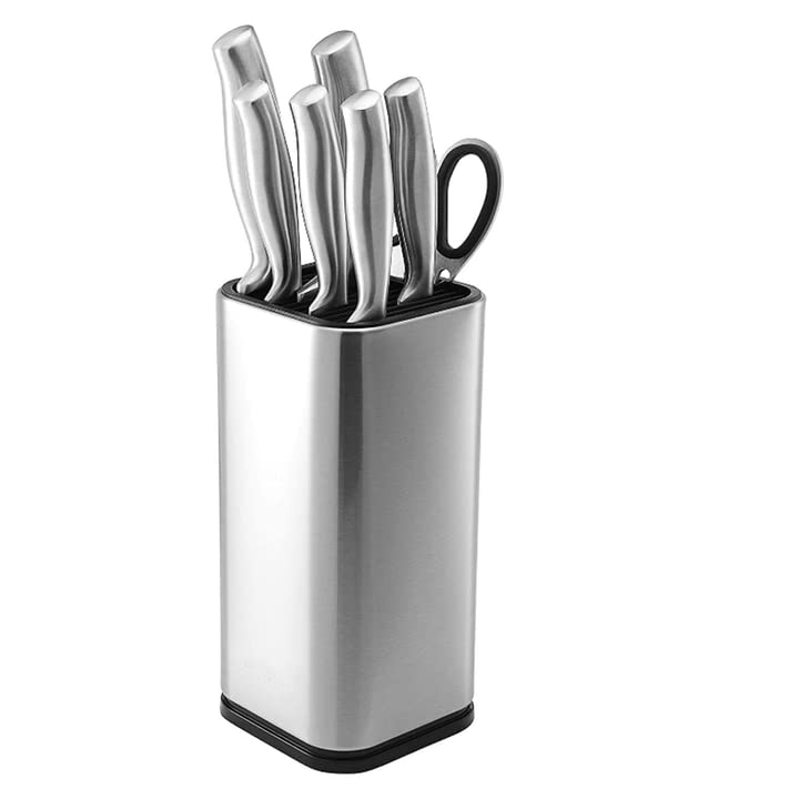 E-Leisure Universal Knife Holder, Stainless Steel Knife Holder, Knife Organizer, Knife Block, Smart Knife Placer, Detachable for Easy Cleaning & Unique Slot Design to Protect Blades