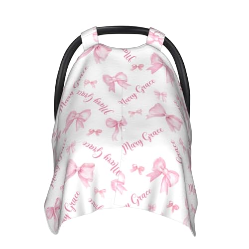 Pink Bows Name Car Seat Cover
