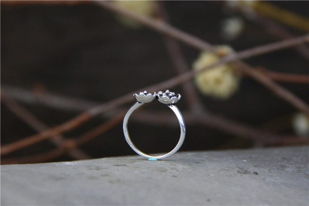 HGJH Verstellbarer Ring, Sterling Silber Ringe Frauen 925 Kleine Blume Verstellbare Ringe Retro Mode Verstellbare Sterling Kleid Ringe Verlobungsring Geschenke Für Männer Mädchen Frau Ewigkeitsringe