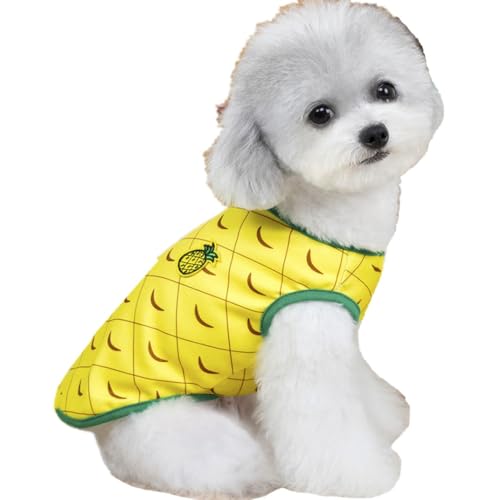 AttRex ペット服 可愛い 犬服 犬の服 タンクトップ 春 夏 涼しい 通気 ドッグウェア 小中型犬 ベスト わんこ服 猫服 お散歩お出かけウェアに ペット用品 (M,イエロー)