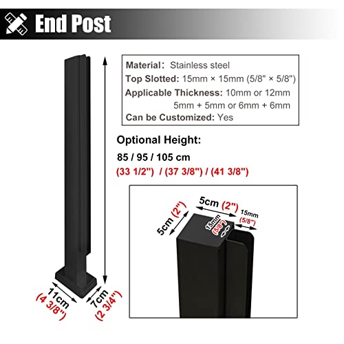 Poste de metal vertical para barandilla de vidrio en balcones 3