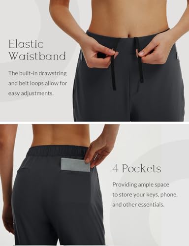 Image of baleaf 20'' Women Capris with Pockets Stretch Golf Work Dress Cropped Pants Straight Leg High Waisted Pull On Summer