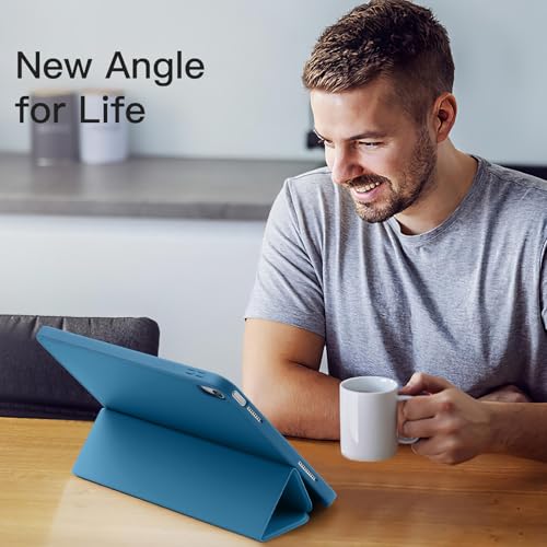 Image of Akkerds Compatible with iPad (A16) 11th Generation Case 11 Inch 2025, for iPad 10th Generation Case 10.9 Inch 2022 with Pencil Holder, Slim Trifold Stand Protective Cover with Soft TPU Back, Bluemist