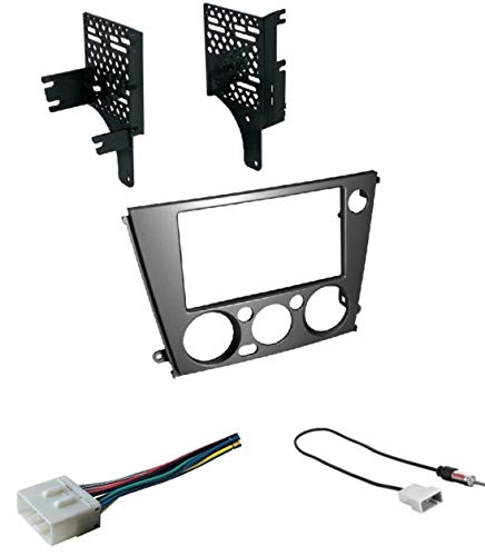 ASC Audio Car Stereo Radio Install Dash Kit, Wire Harness, and Antenna Adapter to Add A Double Din Aftermarket Radio for 2005 2006 2007 2008 2009 Subaru Legacy + Outback with Manual Climate Control