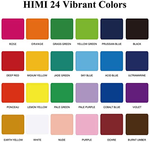 Antnx Miya Himi Gouache Paint Set, 24 Colors X 30Ml Unique Jelly Cup Design With 3 Paint Brushes In A Carrying Case Perfect For Artists, Students, Gouache Opaque Watercolor Painting #TOP1