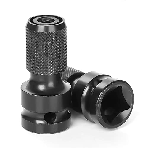 2 Stücke Stecknuss Adapter - 1/2 Zoll Vierkantantantrieb auf 1/4 Zoll Sechskantschaft, Schlagschrauber Adapter Bits für Schlagratschenschlüssel, Schlagschrauber Nüsse, Bithalter Cover