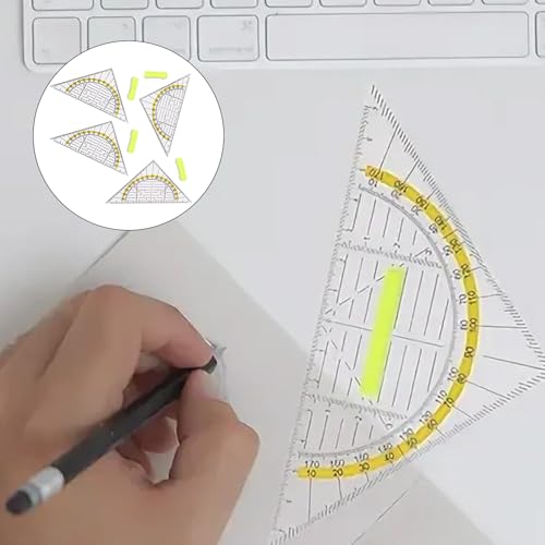 Geodreieck Set,4 Stück Flexibles Geodreieck mit Griff,16cm Zeichendreieck aus Transparentem Kunststoff,Winkelmesser und Lineal für Schule und Büro,Ideal für Technisches Zeichnen,Mathe und Kunst