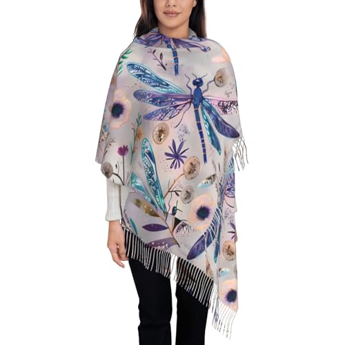 Pashmina Winter Warm Wrap Shawl Navy Blue Bee Flowers Print Scarves Scarf For Women Men4