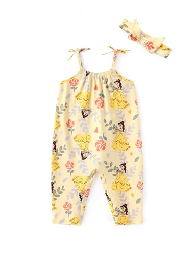 Image of Disney Frozen Elsa Princess Minnie Stitch Marie Girls Romper with Bow Tie Strap and Headband Cute Jumpsuit for Baby & Toddler