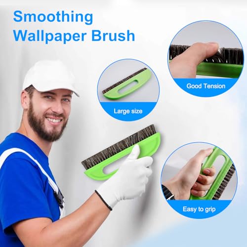 6-teilig Tapezierwerkzeug Set, Tapezierset Werkzeug inklusive Tapetenglätter, Tapezierbürste, Tapeziermesser, Tapeten Nahtroller, Tapezierset für Klebekontakt Fensterfolie Anwendungs-Set Vinyl