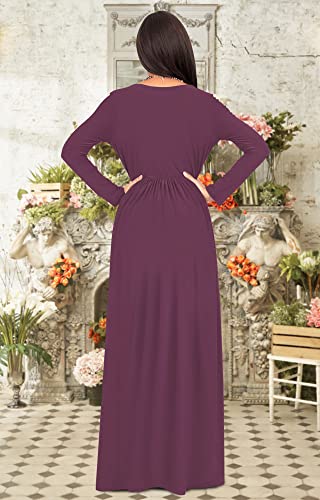 Image of KOH KOH Womens Long Sleeve Empire Cocktail Elegant Evening Versatile Maxi Dress