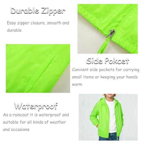 Image of SNOW DREAMS Boys Waterproof Rain Jacket Windbreaker Lightweight Coat Kids Raincoat Outerwear