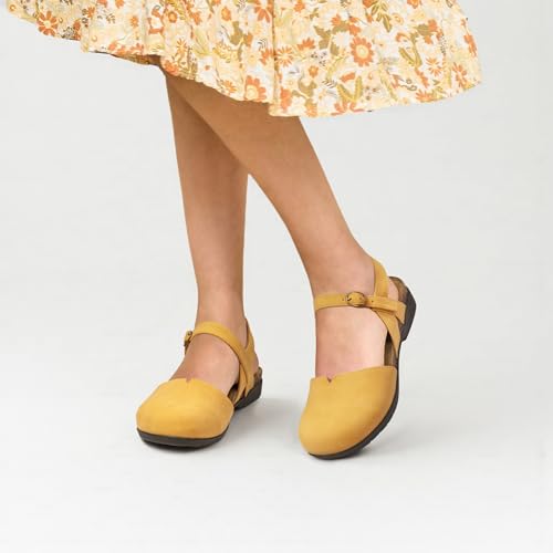 Image of PARTY Closed Toe Sandals Women, Barefoot Arch Support Flat Sandals for Office Work and Travel with Comfortable Cork Footbed