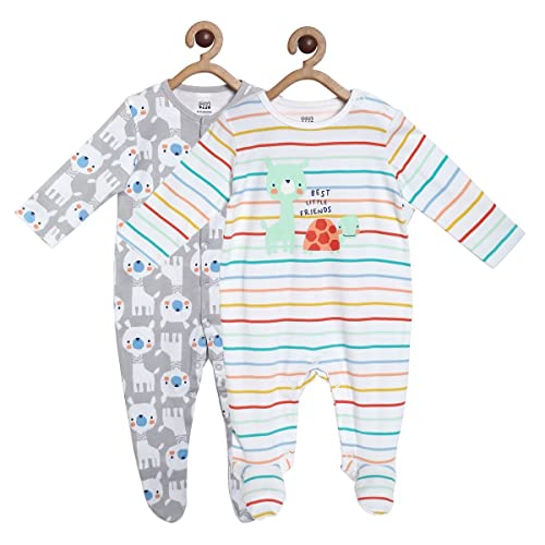 Image of miniklub Boys Pack of 2 Printed Pure Cotton Sleepsuit