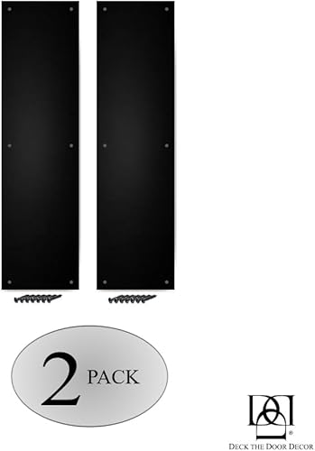 Miniatura 6 de Deck the Door Decor  Placa de empuje de puerta - Montaje con tornillo - Varios tamaños y acabados (negro satinado, 3 x 12)