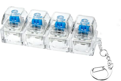 Vensikal Mechanical Switch Fidget Clicker Keychain with LED Light - Blue Switch ASMR Clicky Toy for Stress Relief & Anxiety, Portable Keyboard Switch Tester Gift for Gamers and Students (Pack of 1)