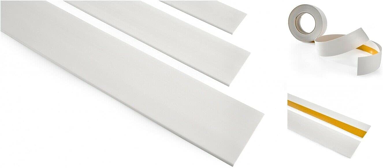 5 M Flat Self-Adhesive Door Window Architrave PVC Cover Strip Masking Trim TMW Profiles (40 mm (1.57 in), White)