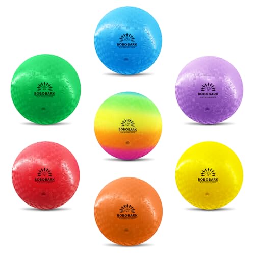 BOBOBARK Bälle Kinder – 7er Set Gummibälle (8,5 Zoll) in 7 Farben | Indoor Ball Kinder & Outdoor | Playgroundball für Schule, Turnhalle & Freizeit