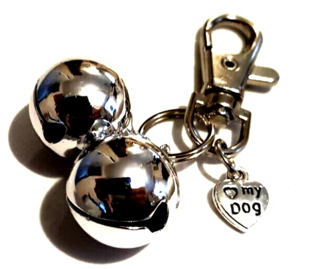 Large 'I Love My Dog' Detachable Silver Bells - 20mm Training Jingle for Collar