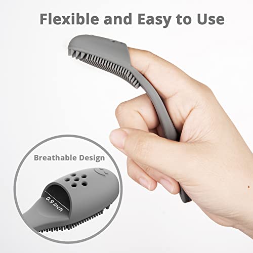 Coomazy Dog Finger Toothbrush, Dog Tooth Brushing Kit With Food Grade Silicone, Easily Clean Teeth Dirt, Suitable For Medium And Large Dogs, 2-Packs, Beige+Grey #TOP1