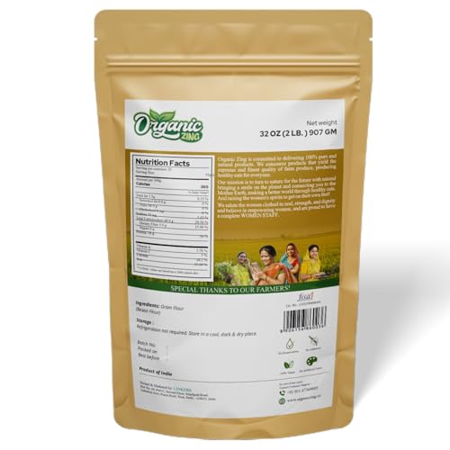 Image of Organic Zing Besan Flour also known as Chickpea Flour, Bengal Gram Flour or Garbanzo Bean Flour | Vegan | Preservative Free - Resealable Pack - 907g (Pack of 2)
