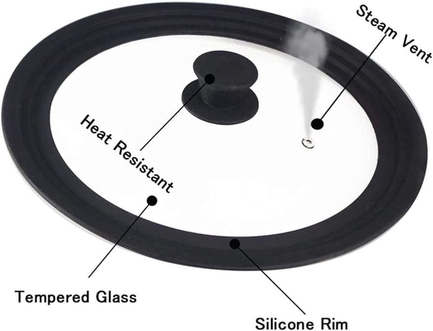 Hemoton Cookware Lid Pot Lid 26/28/30cm Tempered Glass Cover Oil Splashing Prevention Keep Warm Steam Retaining